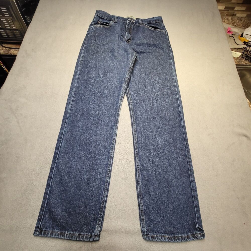 Wrangler Jeans Mens 33x33 Blue Regular Fit Straight Leg Distressed Denim